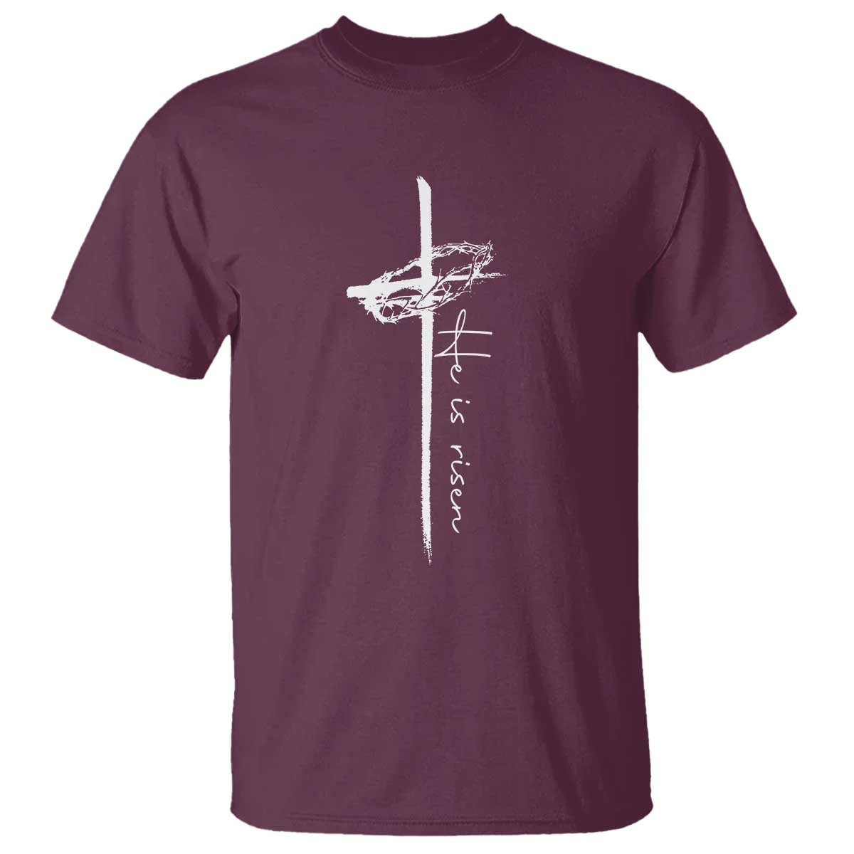 Easter Cross He Is Risen Jesus Christian T Shirt TS10 Maroon Print Your Wear