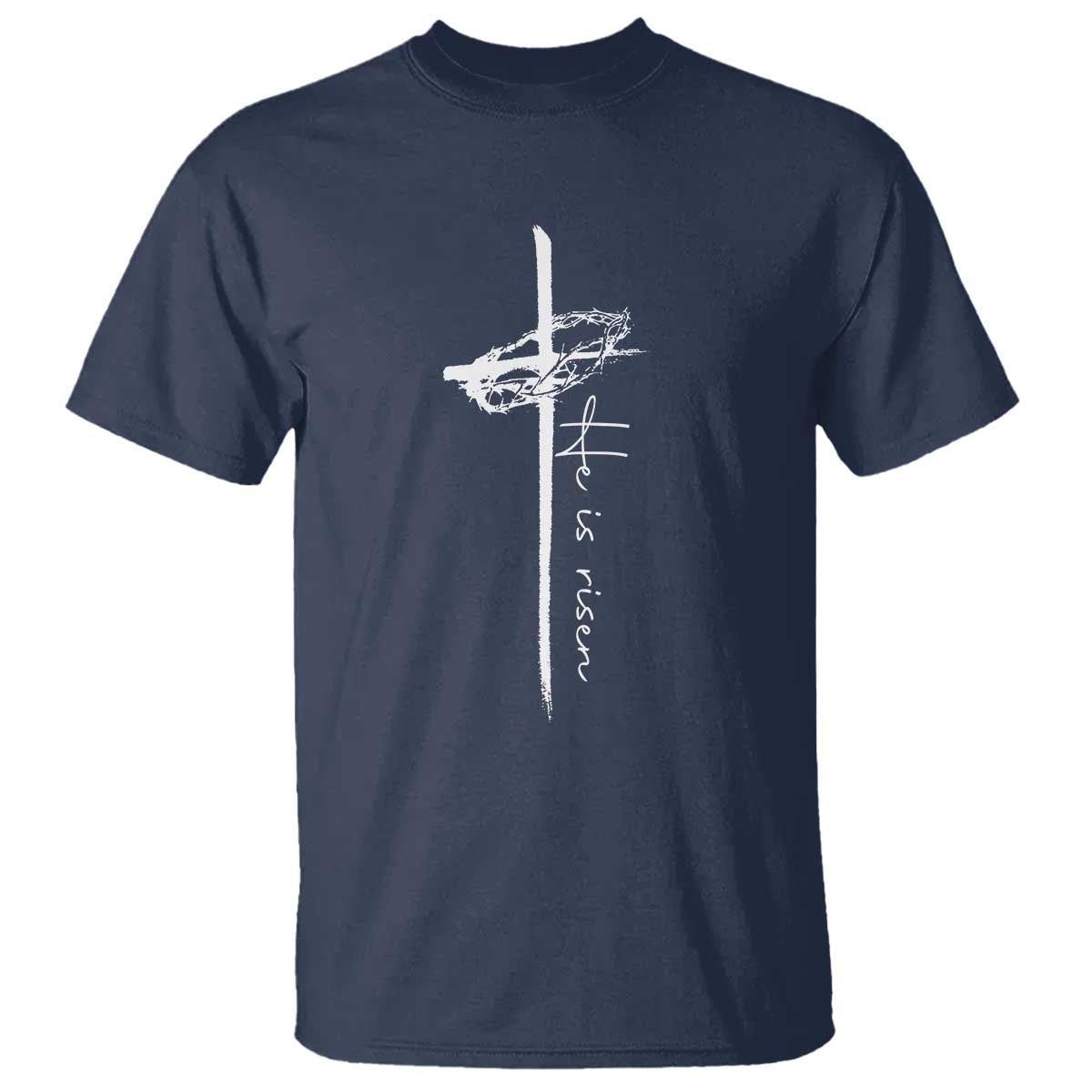 Easter Cross He Is Risen Jesus Christian T Shirt TS10 Navy Print Your Wear