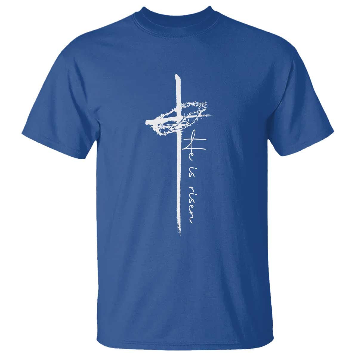 Easter Cross He Is Risen Jesus Christian T Shirt TS10 Royal Blue Print Your Wear
