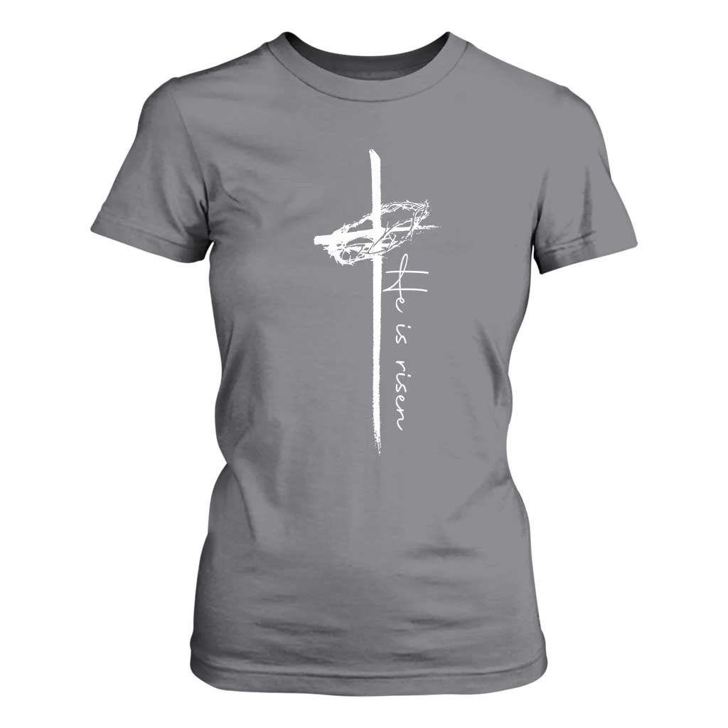 Easter Cross He Is Risen Jesus Christian T Shirt For Women TS10 Charcoal Print Your Wear