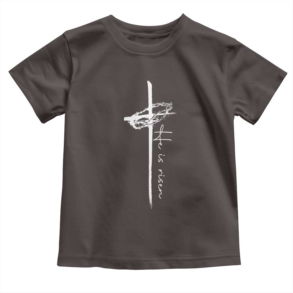 Easter Cross He Is Risen Jesus Christian Toddler T Shirt TS10 Dark Chocolate Print Your Wear