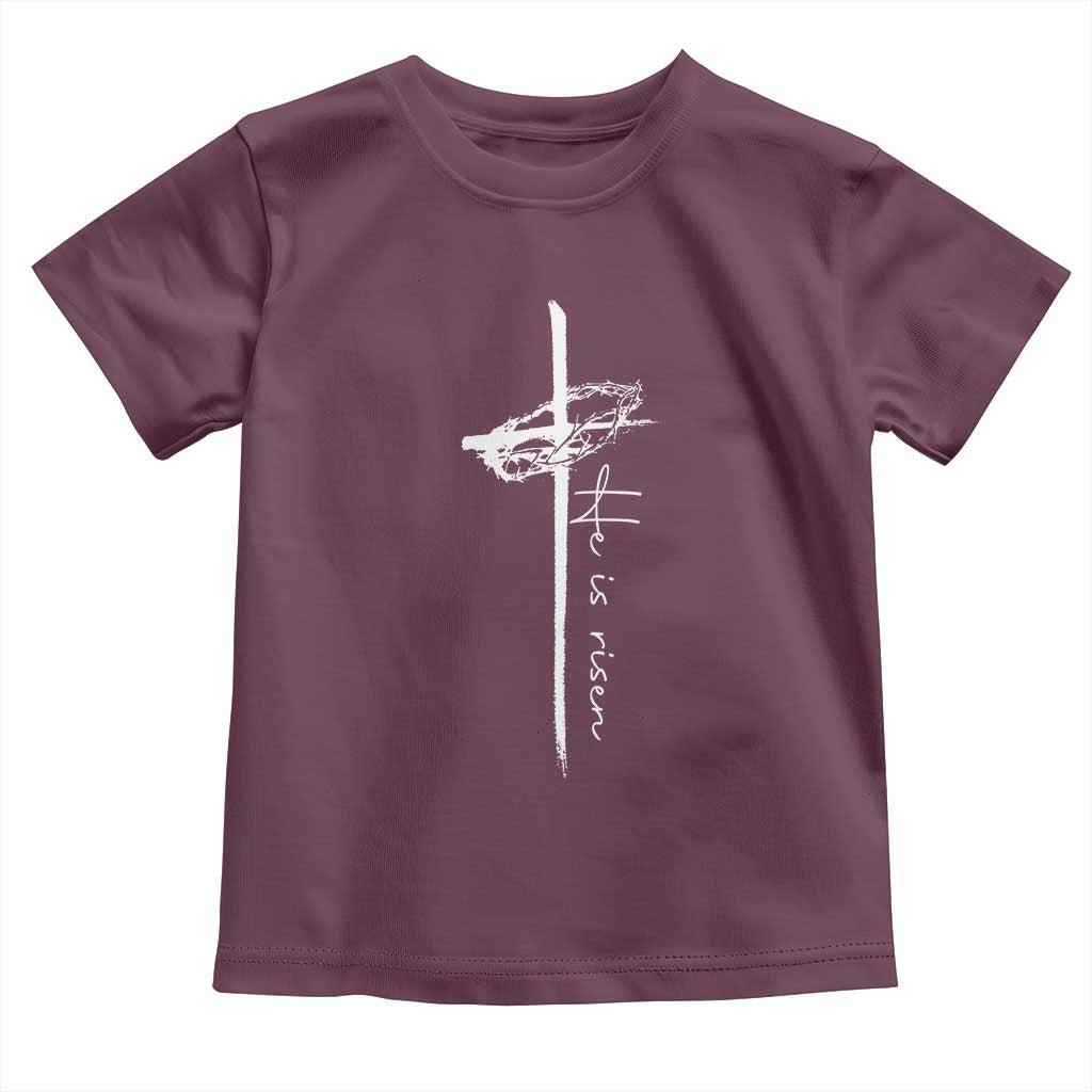 Easter Cross He Is Risen Jesus Christian Toddler T Shirt TS10 Maroon Print Your Wear