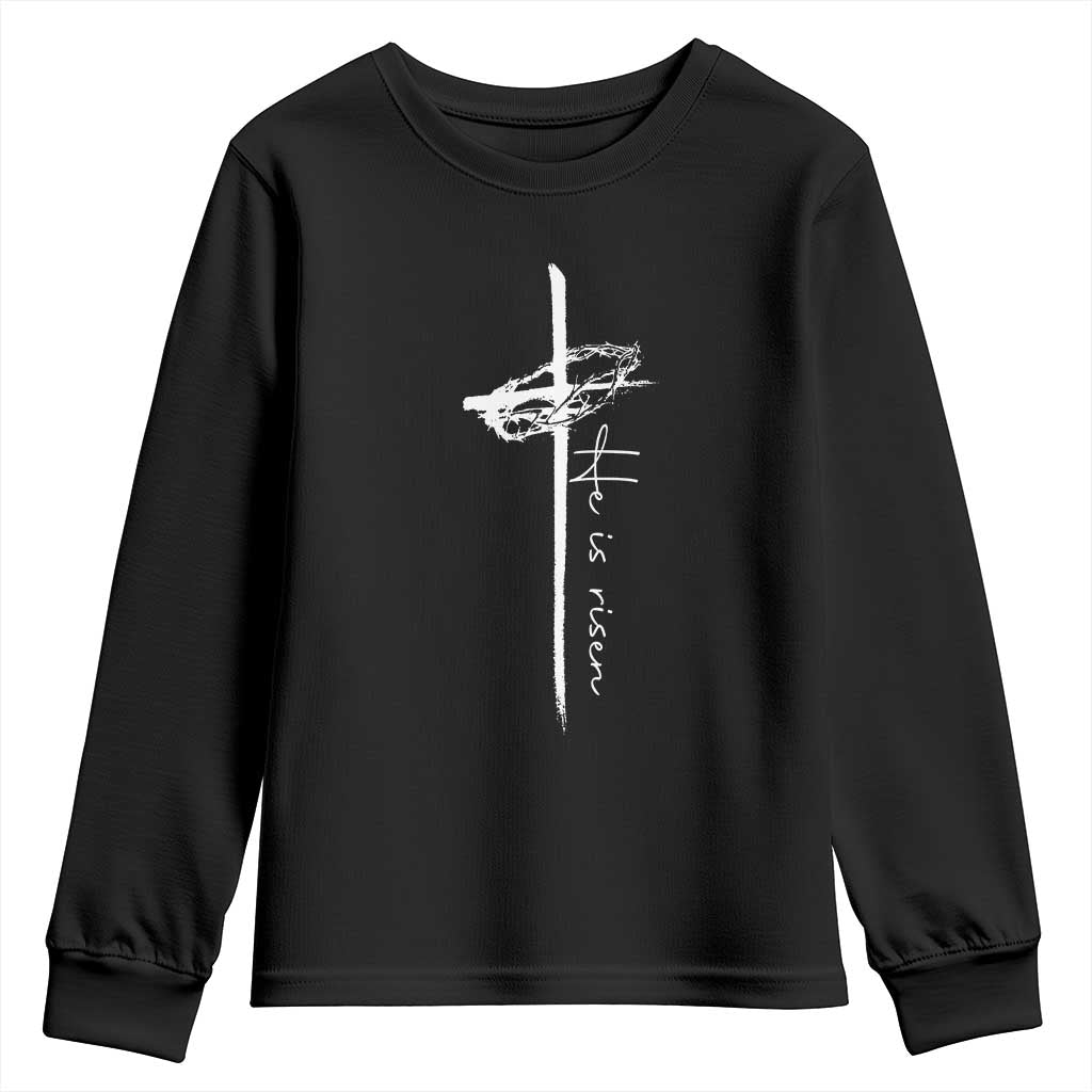 Easter Cross He Is Risen Jesus Christian Youth Sweatshirt TS10 Black Print Your Wear