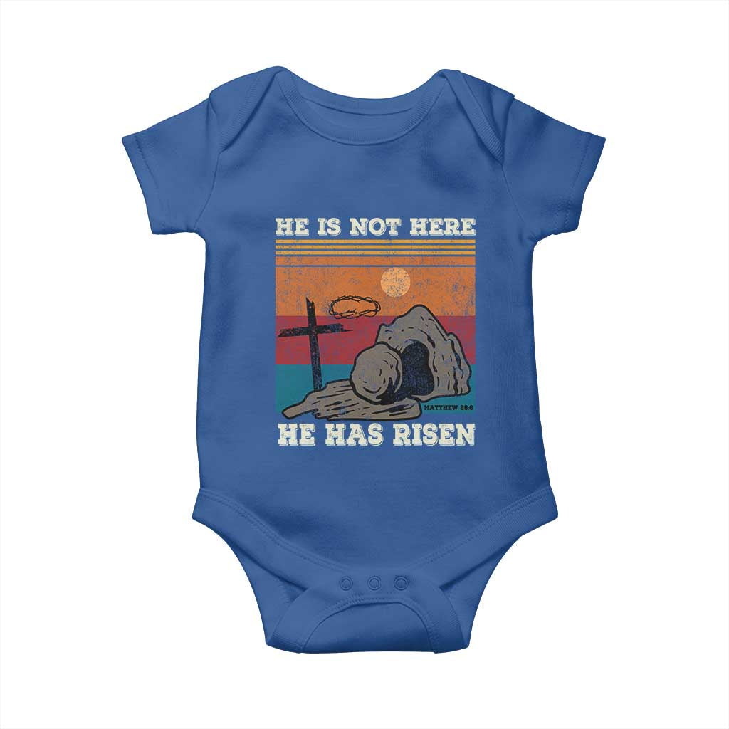Jesus He is Risen Baby Onesie Matthew 28:6 Vintage Christian Easter TS10 Royal Blue Print Your Wear