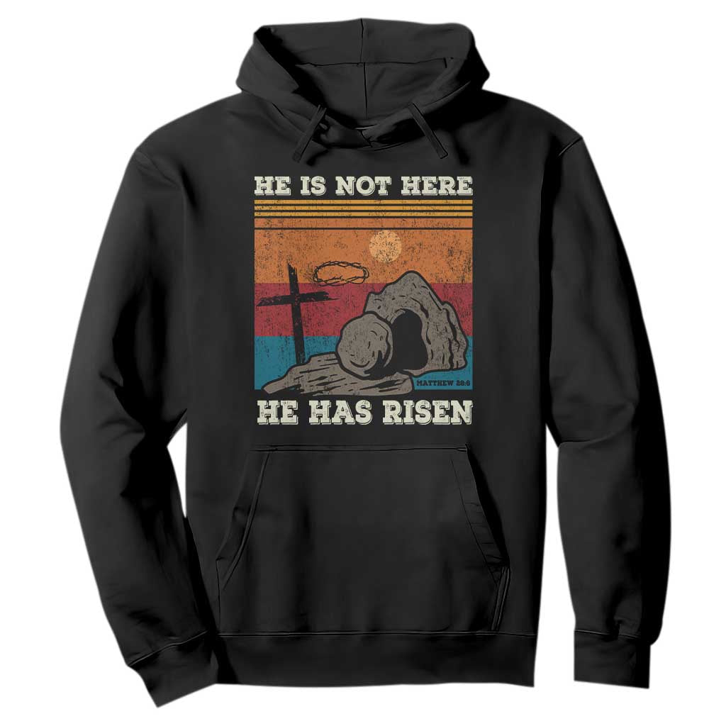 Jesus He is Risen Hoodie Matthew 28:6 Vintage Christian Easter TS10 Black Print Your Wear