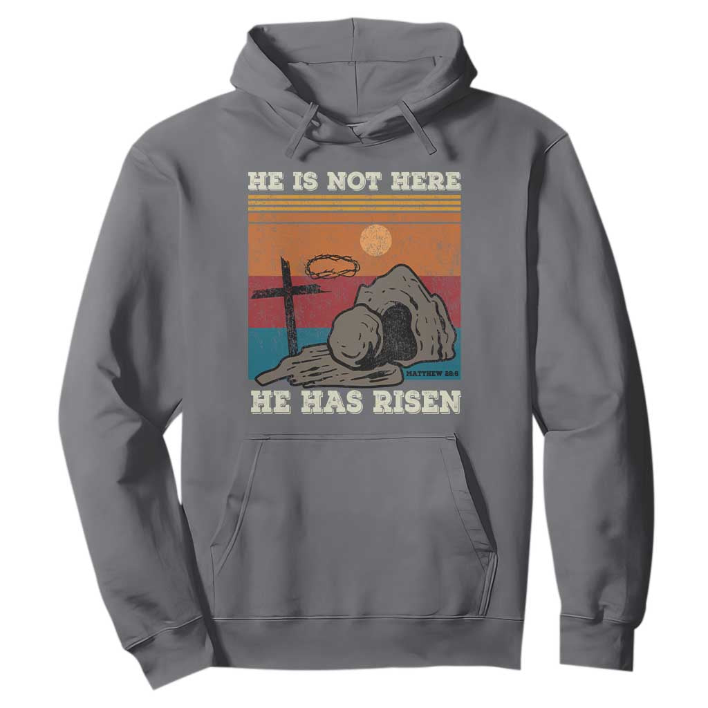 Jesus He is Risen Hoodie Matthew 28:6 Vintage Christian Easter TS10 Charcoal Print Your Wear