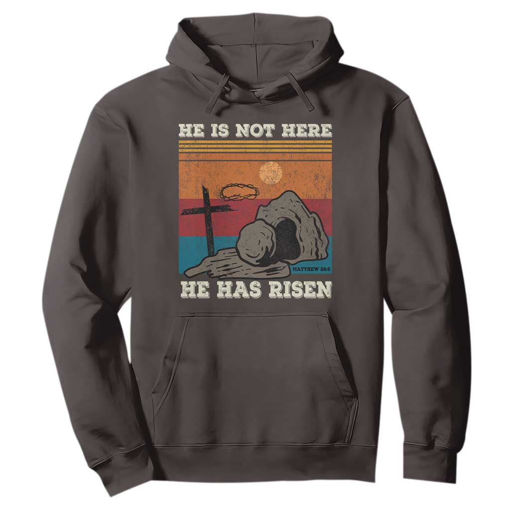 Jesus He is Risen Hoodie Matthew 28:6 Vintage Christian Easter TS10 Dark Chocolate Print Your Wear