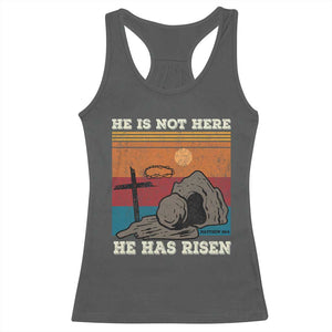 Jesus He is Risen Racerback Tank Top Matthew 28:6 Vintage Christian Easter TS10 Dark Heather Print Your Wear