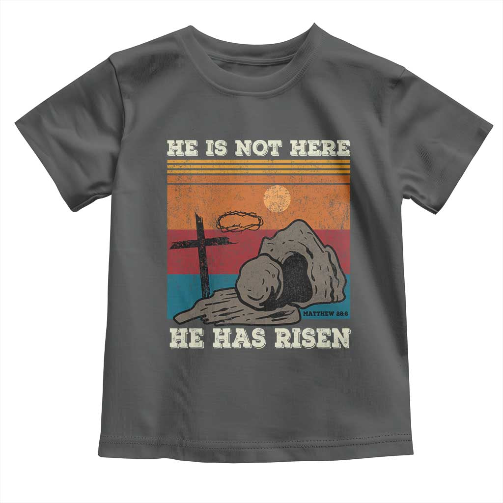 Jesus He is Risen Toddler T Shirt Matthew 28:6 Vintage Christian Easter TS10 Dark Heather Print Your Wear