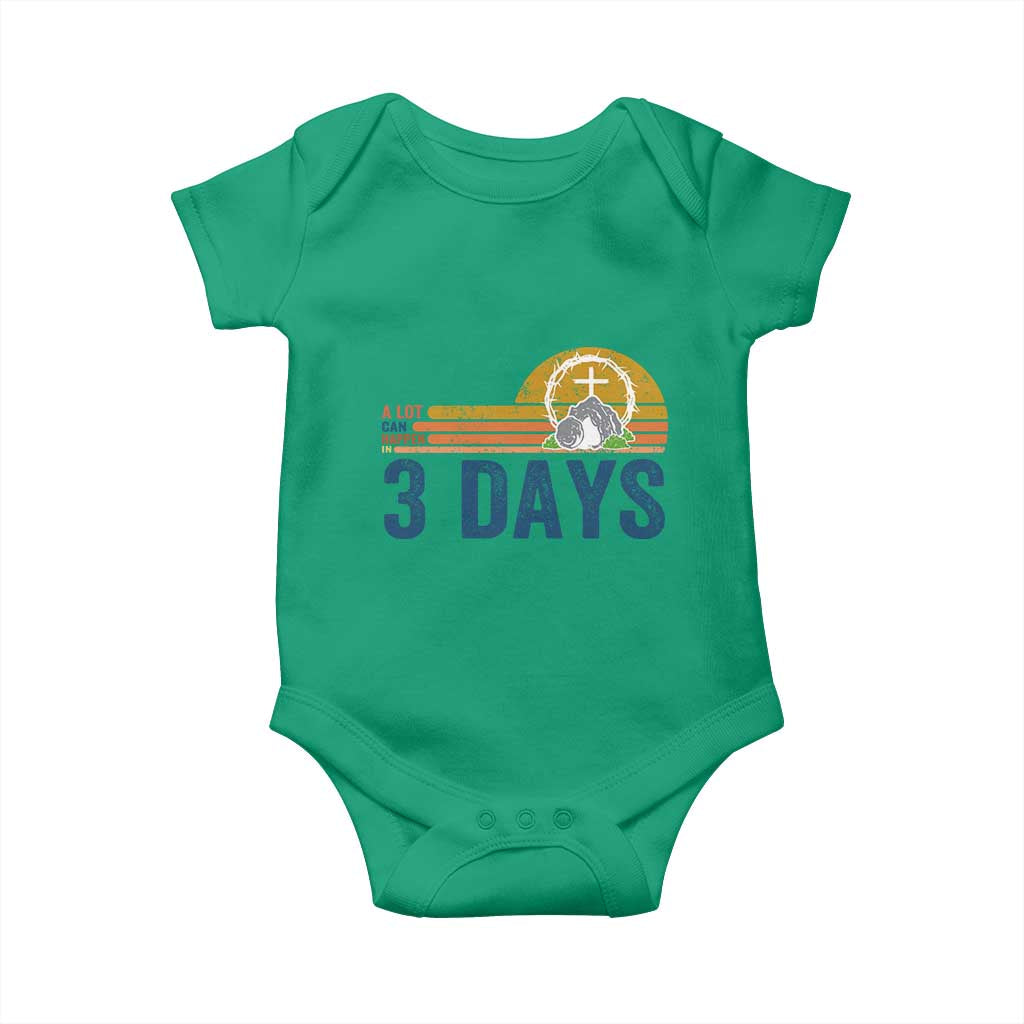 Easter A Lot Can Happen in 3 Days Baby Onesie Retro Religious Easter Christian TS10 Irish Green Print Your Wear