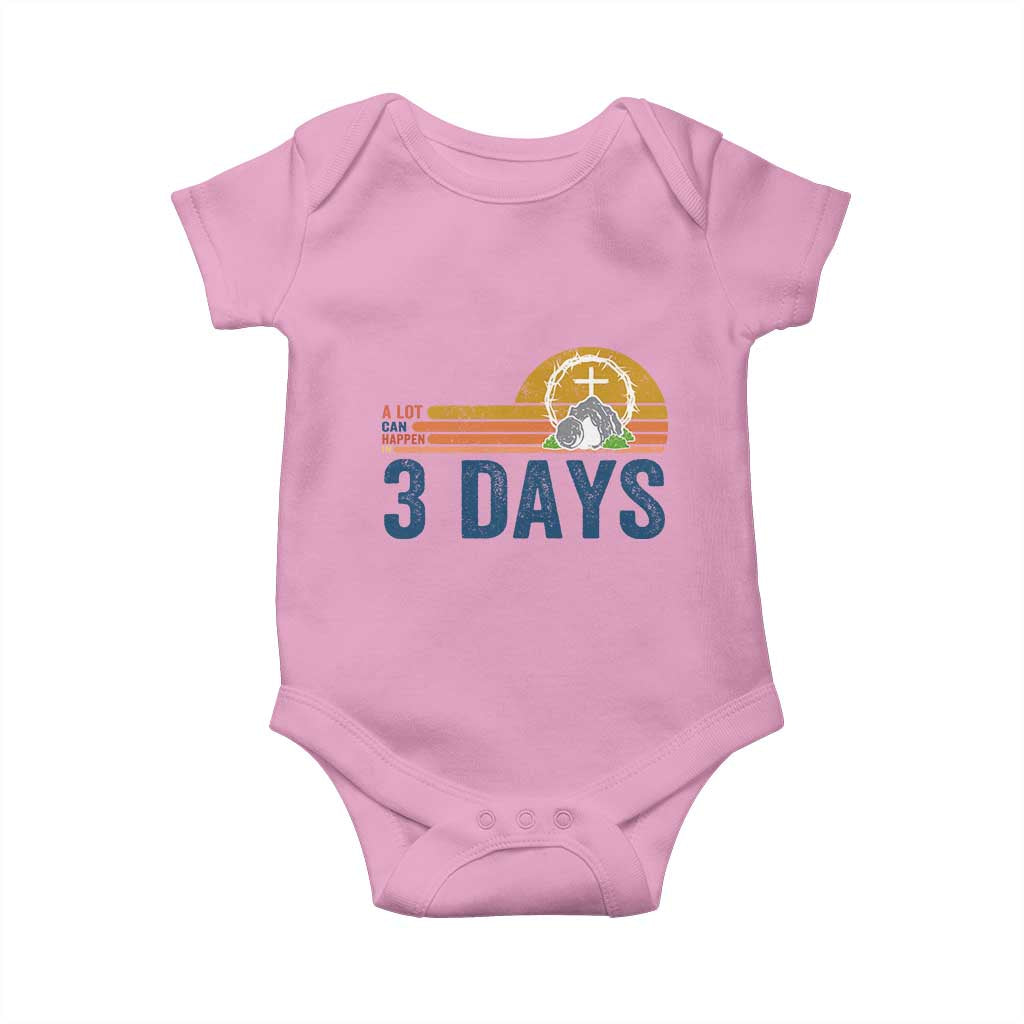 Easter A Lot Can Happen in 3 Days Baby Onesie Retro Religious Easter Christian TS10 Light Pink Print Your Wear