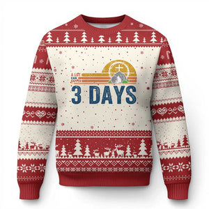 Easter A Lot Can Happen in 3 Days Ugly Christmas Sweater Retro Religious Easter Christian TS10 Beige Red Print Your Wear
