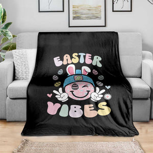Groovy Easter Vibes Throw Blanket Retro Bunny Smile Eggs TS10 Print Your Wear