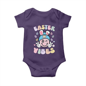 Groovy Easter Vibes Baby Onesie Retro Bunny Smile Eggs TS10 Purple Print Your Wear