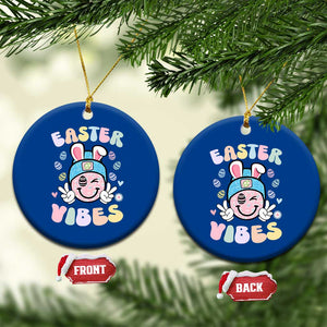 Groovy Easter Vibes Ceramic Ornament Retro Bunny Smile Eggs TS10 1pc Blue Print Your Wear