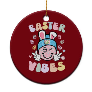 Groovy Easter Vibes Ceramic Ornament Retro Bunny Smile Eggs TS10 1pc Red Print Your Wear