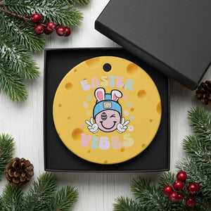 Groovy Easter Vibes Ceramic Ornament Retro Bunny Smile Eggs TS10 1pc Yellow Cheese Print Your Wear