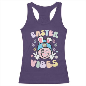 Groovy Easter Vibes Racerback Tank Top Retro Bunny Smile Eggs TS10 Purple Print Your Wear