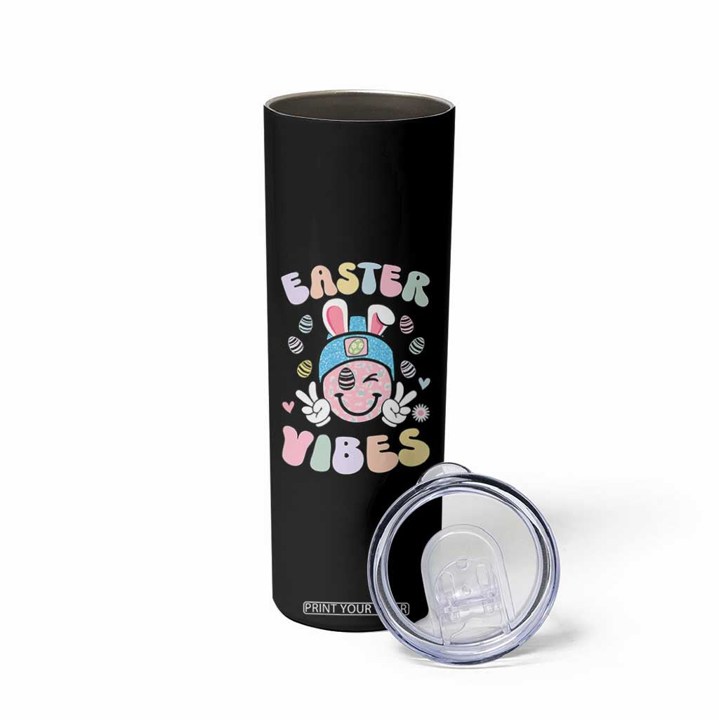 Groovy Easter Vibes Skinny Tumbler Retro Bunny Smile Eggs TS10 Print Your Wear