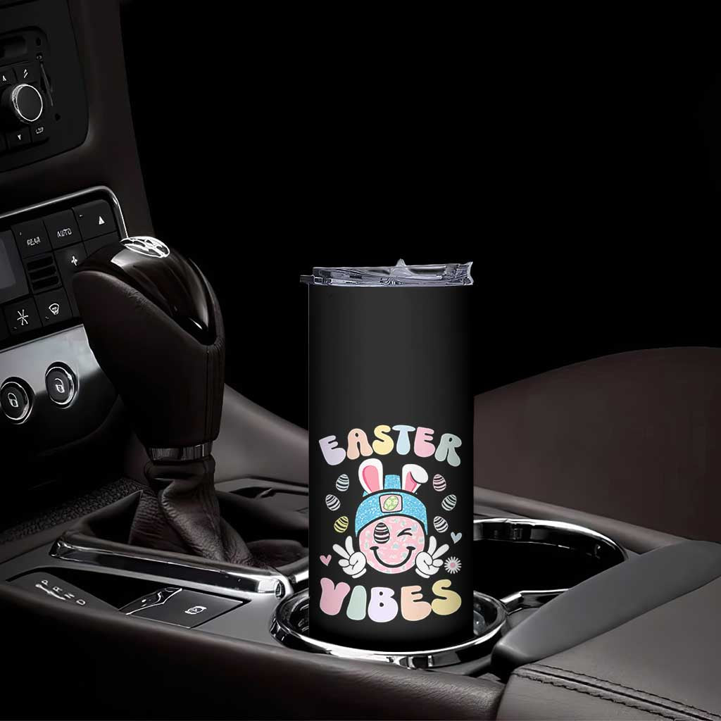 Groovy Easter Vibes Skinny Tumbler Retro Bunny Smile Eggs TS10 Print Your Wear