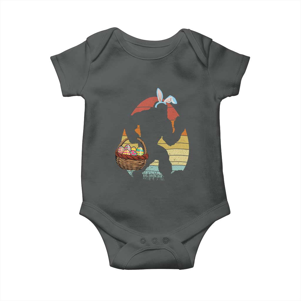 Bigfoot Easter Baby Onesie Bunny Sasquatch Eggs Retro TS10 Dark Heather Print Your Wear