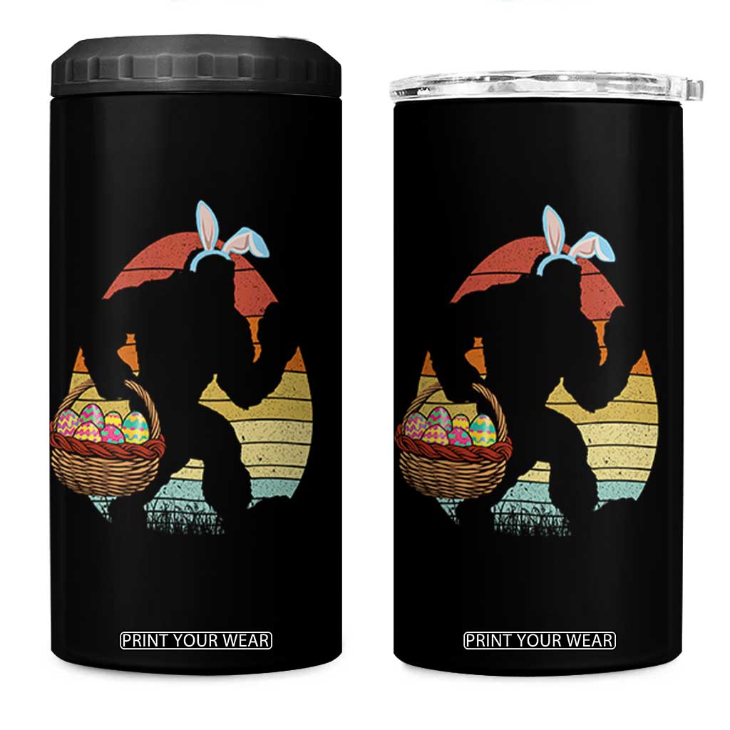 Bigfoot Easter 4 in 1 Can Cooler Tumbler Bunny Sasquatch Eggs Retro TS10 One Size: 16 oz Black Print Your Wear