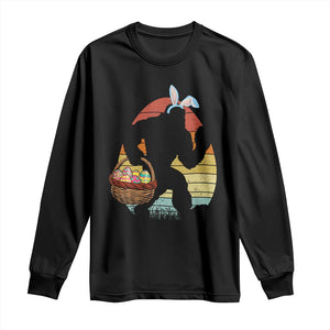 Bigfoot Easter Long Sleeve Shirt Bunny Sasquatch Eggs Retro TS10 Black Print Your Wear