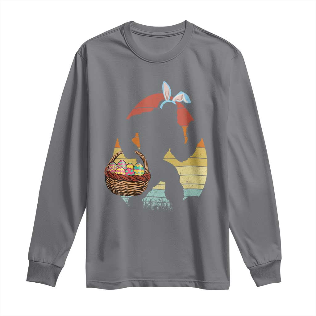 Bigfoot Easter Long Sleeve Shirt Bunny Sasquatch Eggs Retro TS10 Charcoal Print Your Wear