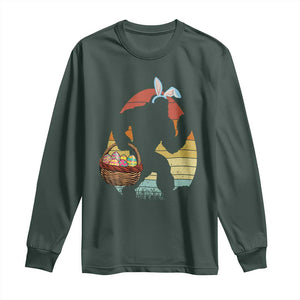 Bigfoot Easter Long Sleeve Shirt Bunny Sasquatch Eggs Retro TS10 Dark Forest Green Print Your Wear