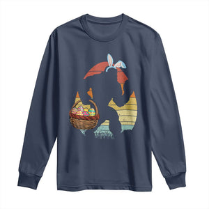 Bigfoot Easter Long Sleeve Shirt Bunny Sasquatch Eggs Retro TS10 Navy Print Your Wear