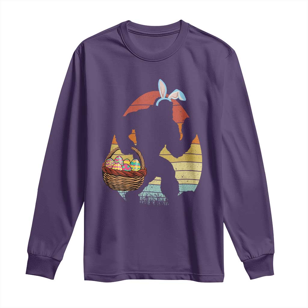 Bigfoot Easter Long Sleeve Shirt Bunny Sasquatch Eggs Retro TS10 Purple Print Your Wear