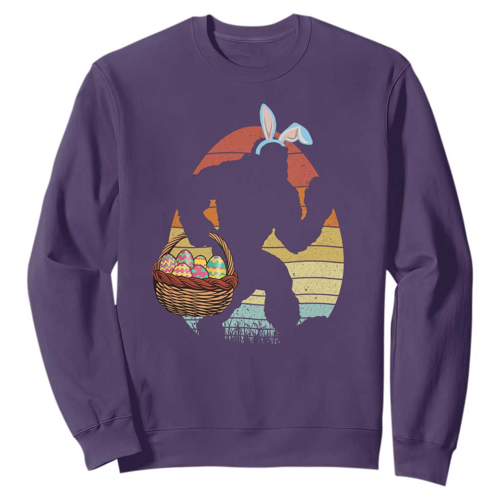 Bigfoot Easter Sweatshirt Bunny Sasquatch Eggs Retro TS10 Purple Print Your Wear