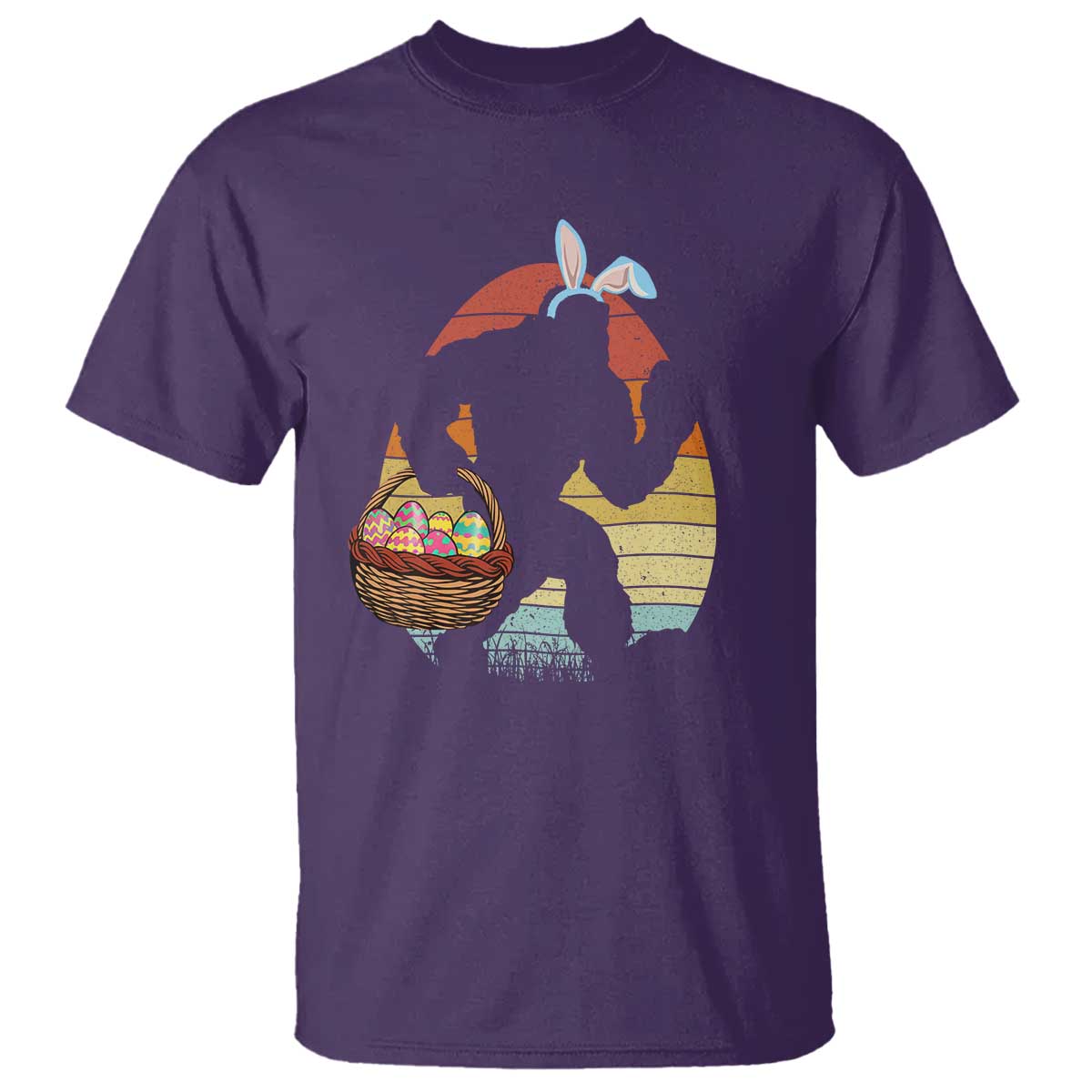 Bigfoot Easter T Shirt Bunny Sasquatch Eggs Retro TS10 Purple Print Your Wear