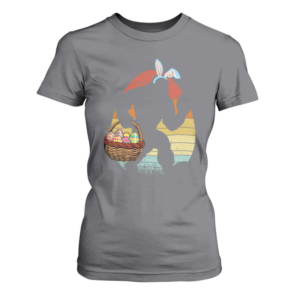 Bigfoot Easter T Shirt For Women Bunny Sasquatch Eggs Retro TS10 Charcoal Print Your Wear