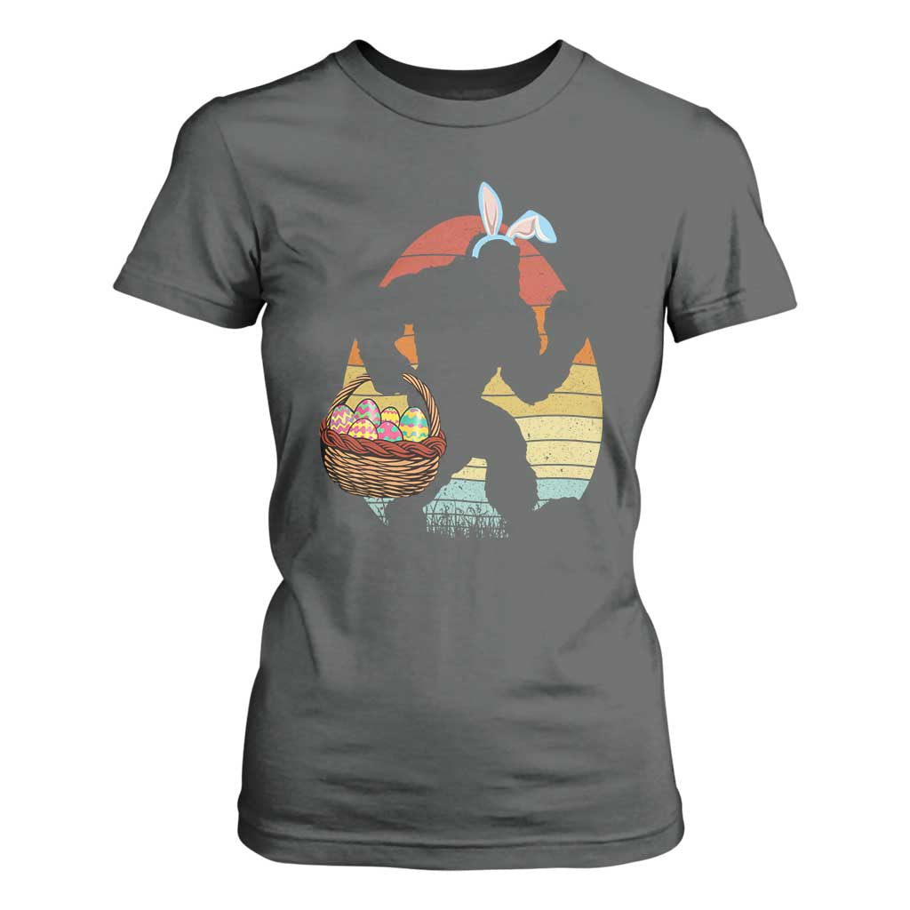 Bigfoot Easter T Shirt For Women Bunny Sasquatch Eggs Retro TS10 Dark Heather Print Your Wear