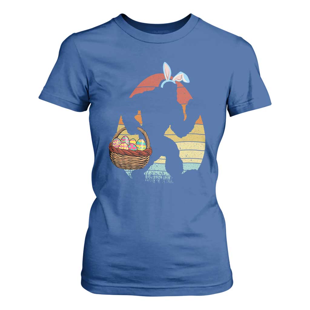 Bigfoot Easter T Shirt For Women Bunny Sasquatch Eggs Retro TS10 Royal Blue Print Your Wear