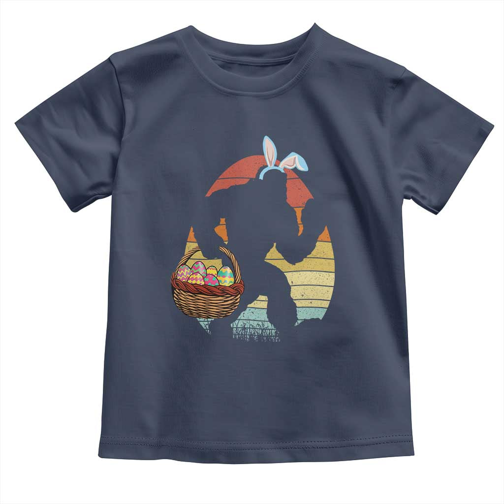 Bigfoot Easter Toddler T Shirt Bunny Sasquatch Eggs Retro TS10 Navy Print Your Wear