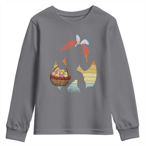 Bigfoot Easter Youth Sweatshirt Bunny Sasquatch Eggs Retro TS10 Charcoal Print Your Wear