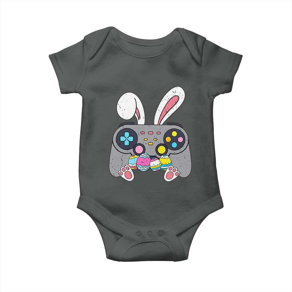 Easter Video Game Baby Onesie Bunny Eggs Gaming Gamer TS10 Dark Heather Print Your Wear