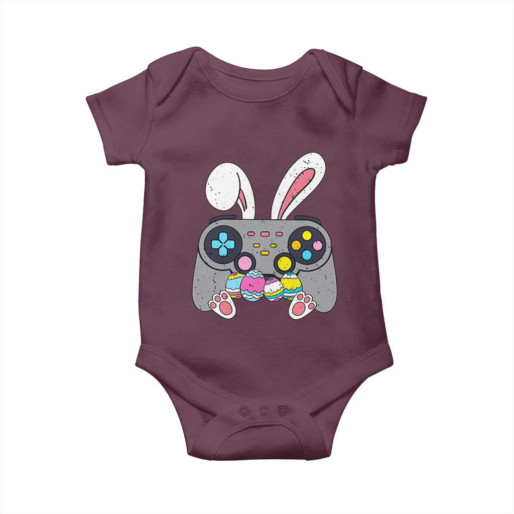 Easter Video Game Baby Onesie Bunny Eggs Gaming Gamer TS10 Maroon Print Your Wear