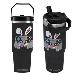 Easter Video Game Flip Straw Tumbler Bunny Eggs Gaming Gamer TS10 One Size: 30 oz Black Print Your Wear