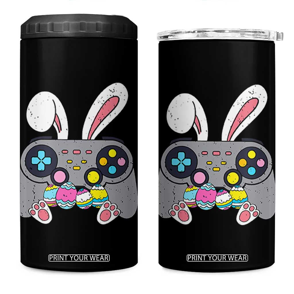 Easter Video Game 4 in 1 Can Cooler Tumbler Bunny Eggs Gaming Gamer TS10 One Size: 16 oz Black Print Your Wear