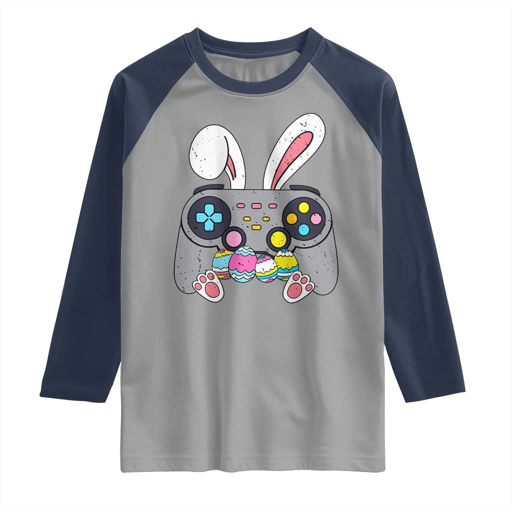 Easter Video Game Raglan Shirt Bunny Eggs Gaming Gamer TS10 Sport Gray Navy Print Your Wear