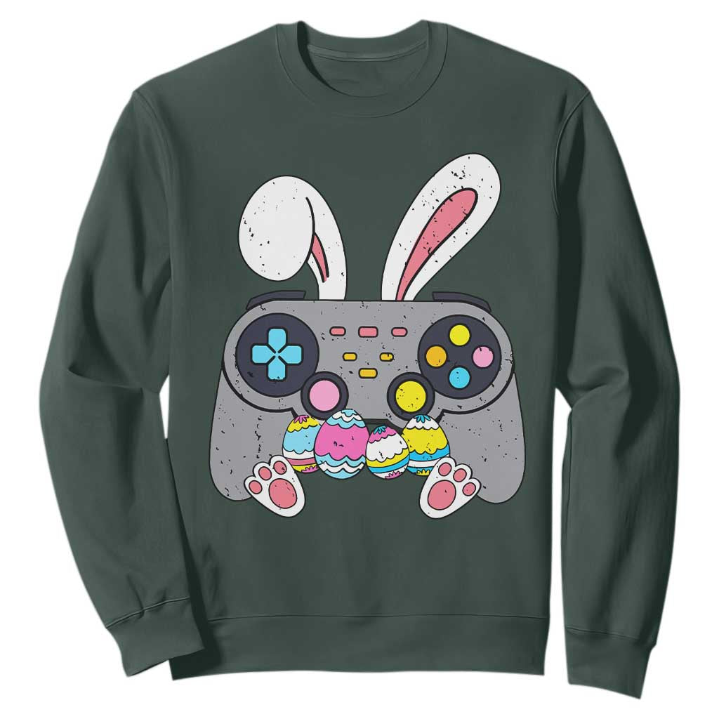 Easter Video Game Sweatshirt Bunny Eggs Gaming Gamer TS10 Dark Forest Green Print Your Wear