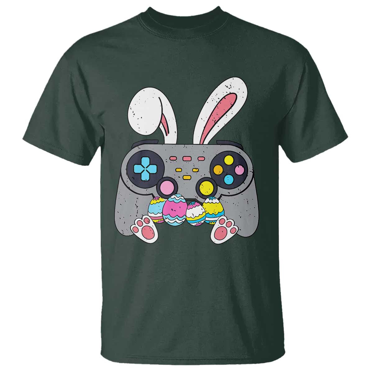 Easter Video Game T Shirt Bunny Eggs Gaming Gamer TS10 Dark Forest Green Print Your Wear