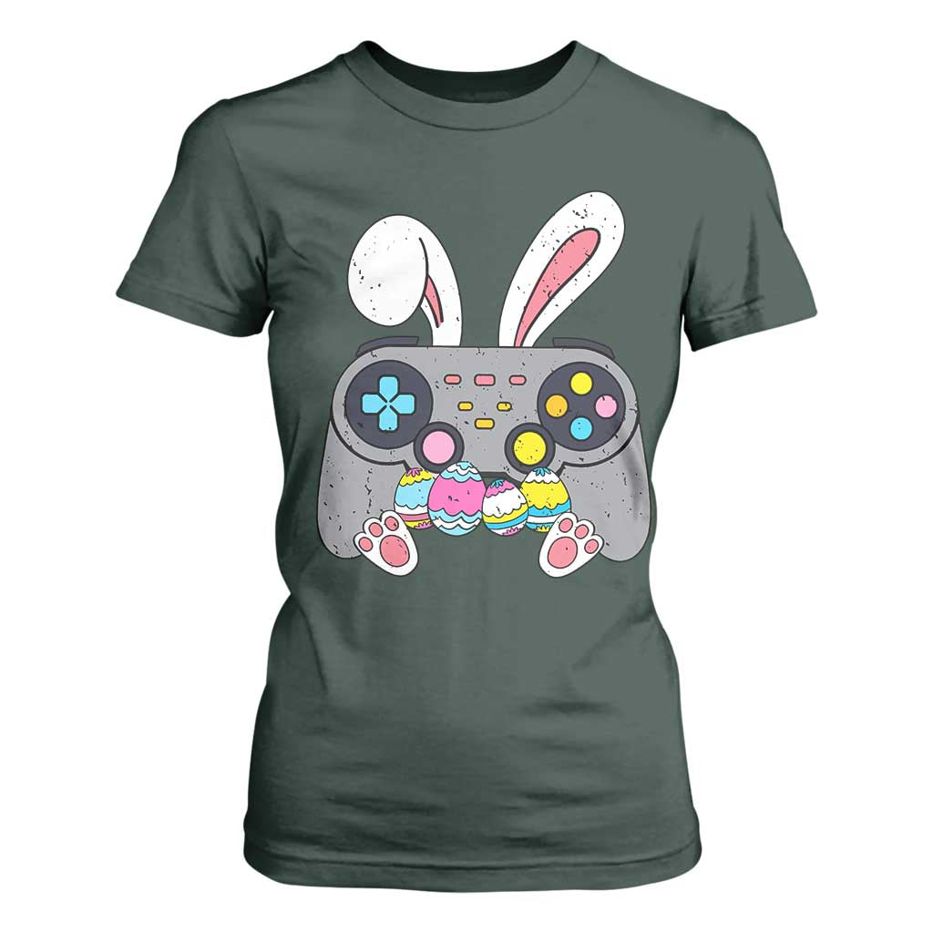 Easter Video Game T Shirt For Women Bunny Eggs Gaming Gamer TS10 Dark Forest Green Print Your Wear