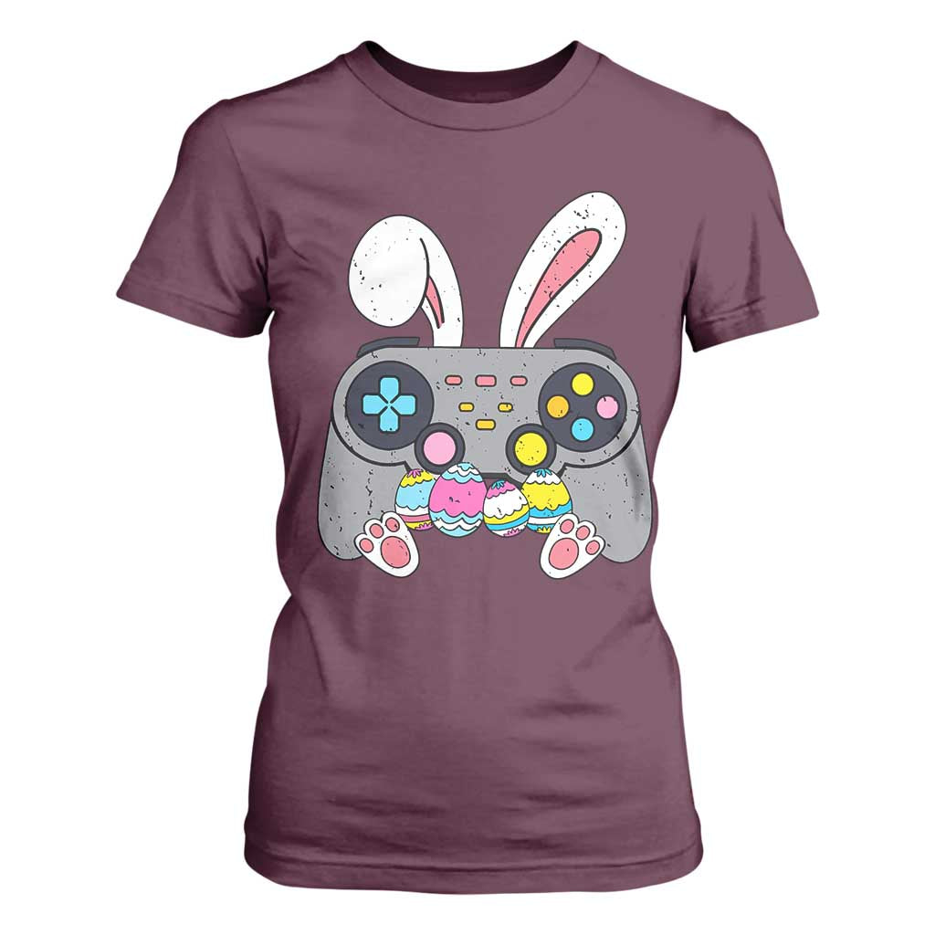 Easter Video Game T Shirt For Women Bunny Eggs Gaming Gamer TS10 Maroon Print Your Wear