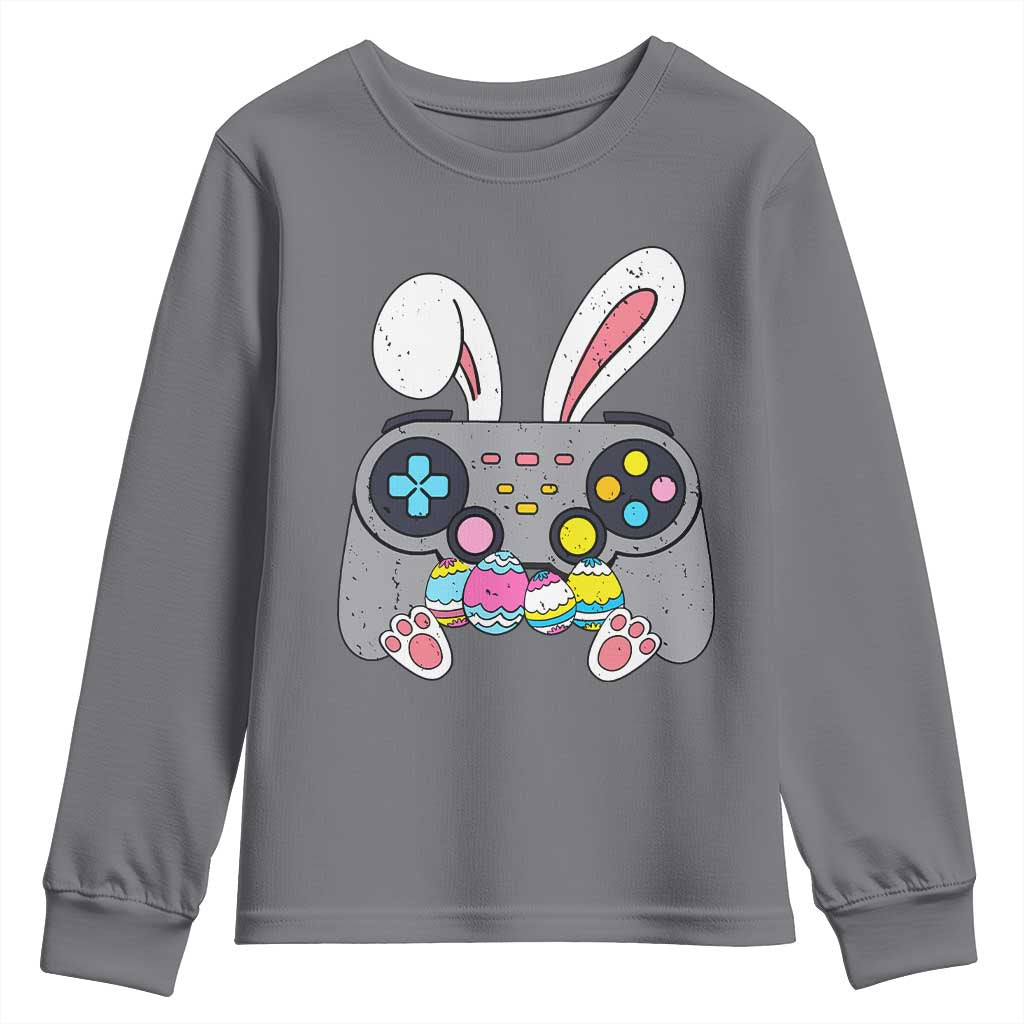 Easter Video Game Youth Sweatshirt Bunny Eggs Gaming Gamer TS10 Charcoal Print Your Wear