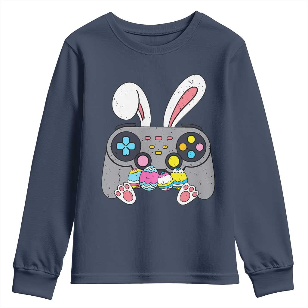 Easter Video Game Youth Sweatshirt Bunny Eggs Gaming Gamer TS10 Navy Print Your Wear