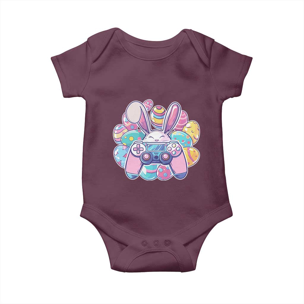 Easter Video Game Baby Onesie Cute Bunny Eggs Gaming Gamer TS10 Maroon Print Your Wear